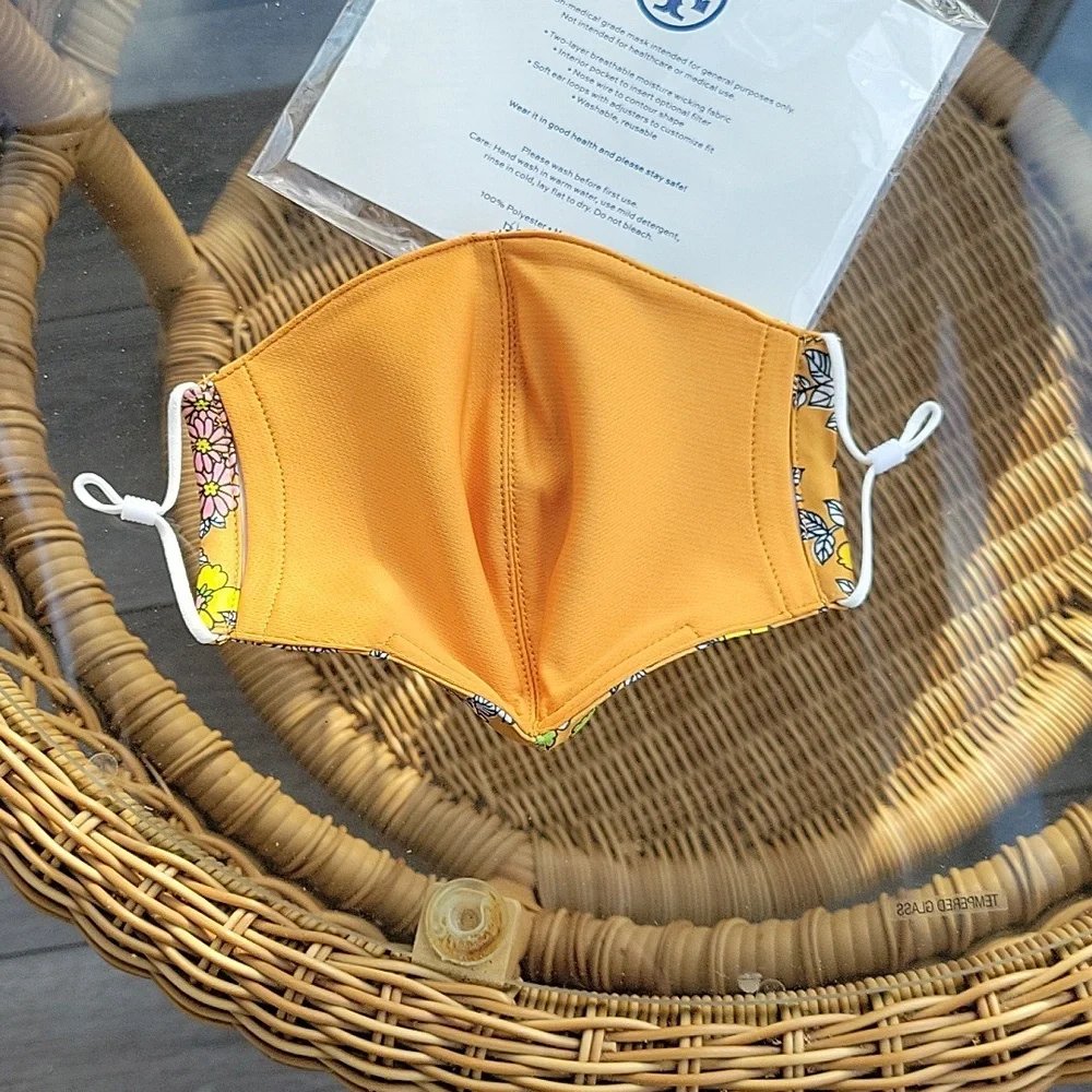 Tory Burch orange floral face mask